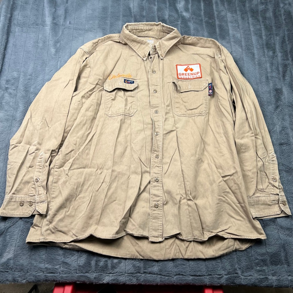 Lapco FR Flame Resistant Work Shirt Mens 3XL Khaki Tan Greenup Industries IKH7